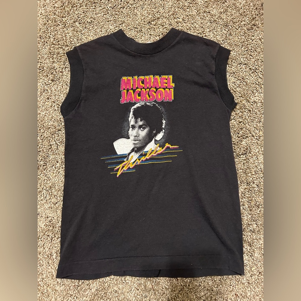 Vintage 198Os Michael Jackson Thriller Sleeveless Tee Shirt Black Youth Medium